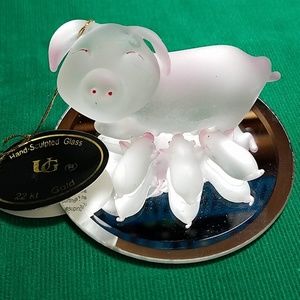 Unison Gift Hand Sculpted Glass Pigs